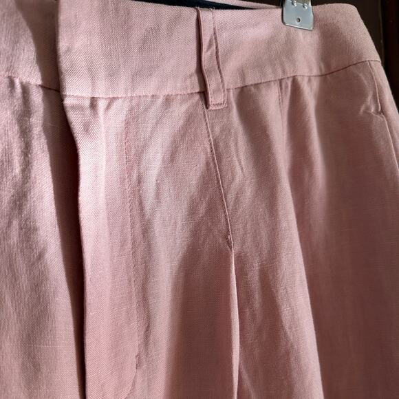 THE SCRIPT | Petal Pink Sofie Linen Blend Wide Leg Pleated Front Trousers Sz 6 - Picture 2 of 5